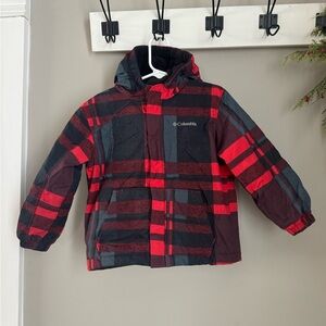 Columbia Kids Red and Black Plaid Puffer Jacket